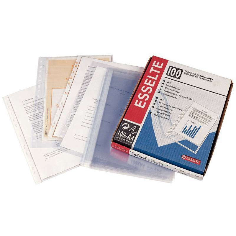Esselte A4 document pocket PP glass-clear transparent, 100 pack