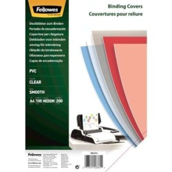 Fellowes Lot de 100 couvertures de reliure PVC A4 - 200 microns - Finition de qualité - Couleur Transparent