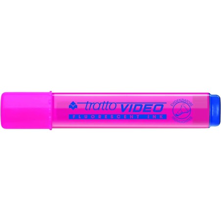 Pack de 12 - Marqueur fluorescent vidéo Tratto - Pointe biseautée - Encre à base d'eau - Séchage rapide - Couleur rose fluo