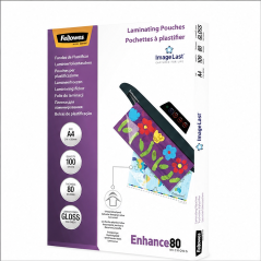 Fellowes A4 80 Micron Laminating Pouches, 100 Pack