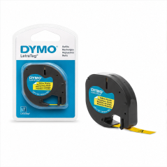 DYMO LetraTag Yellow on Black Tape 12 mm x 4 m
