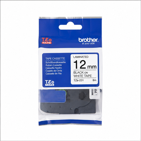 Brother TZe-231 12 mm x 8 m noir sur blanc