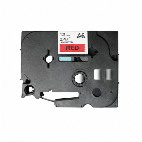 Brother TZe-431 laminated label tape, black on red, 12 mm x 8 m