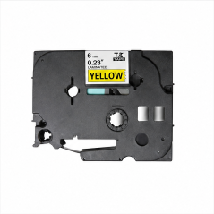 Ruban laminé Brother TZe-611 noir sur jaune 6 mm x 8 m