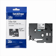 Brother TZe131 12mm x 8m Clear Label Tape Black