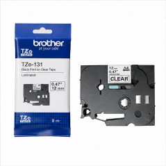 Brother TZe131 12mm x 8m Clear Label Tape Black