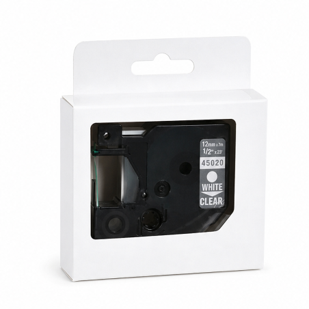 Compatible DYMO D1 45020 White Clear 12mm x 7m