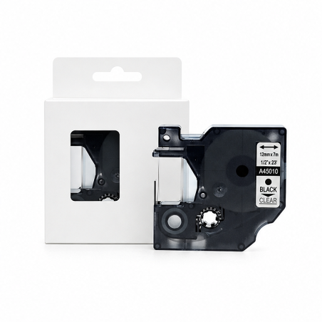 Compatible DYMO D1 45010 Black Clear 12 mm Tape
