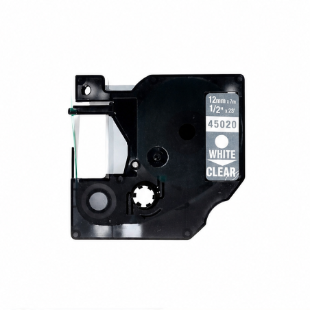 Ruban compatible DYMO D1 45020 blanc sur transparent 12 mm x 7 m