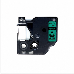 DYMO D1 45019 label tape black on green 12 mm x 7 m