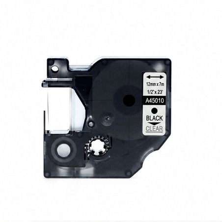 Compatible DYMO D1 45010 Black on Clear Label Tape 12 mm x 7 m