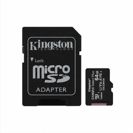 Carte microSDXC Kingston Canvas Select Plus 64 Go Classe 10 UHS-I A1 avec adaptateur SD