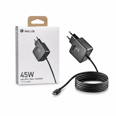NGS 45W GaN USB-C Charger, PD3.0 PPS, Black