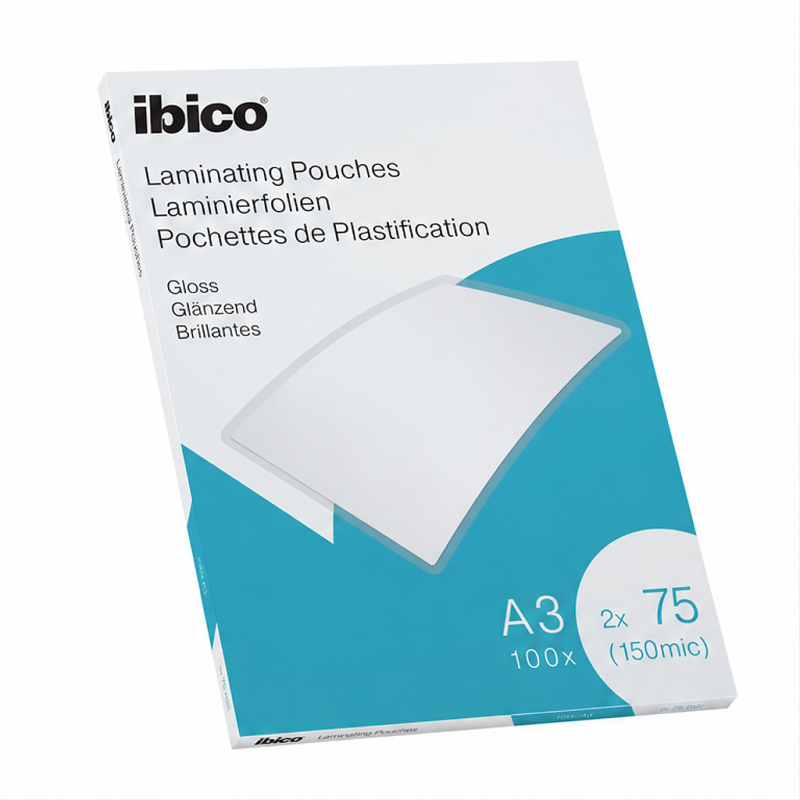 Ibico Gloss A3 75 Micron Laminating Pouches, 100 Pack