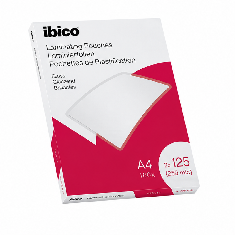 Ibico Gloss Laminating Pouches A4 125 Micron, Box of 100