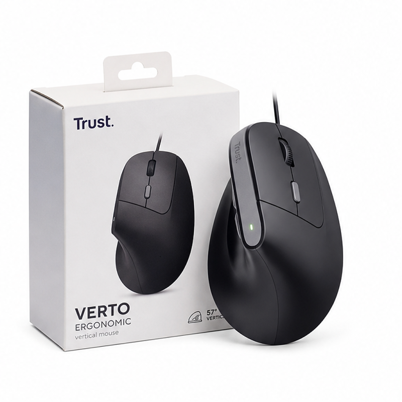 Souris ergonomique Trust Bayo II 2400 dpi, 6 boutons, noire