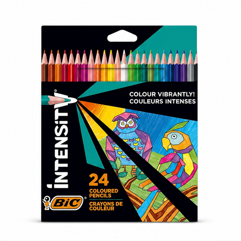 Crayons de couleur BIC Intensity Triangle Compatible, boîte de 24