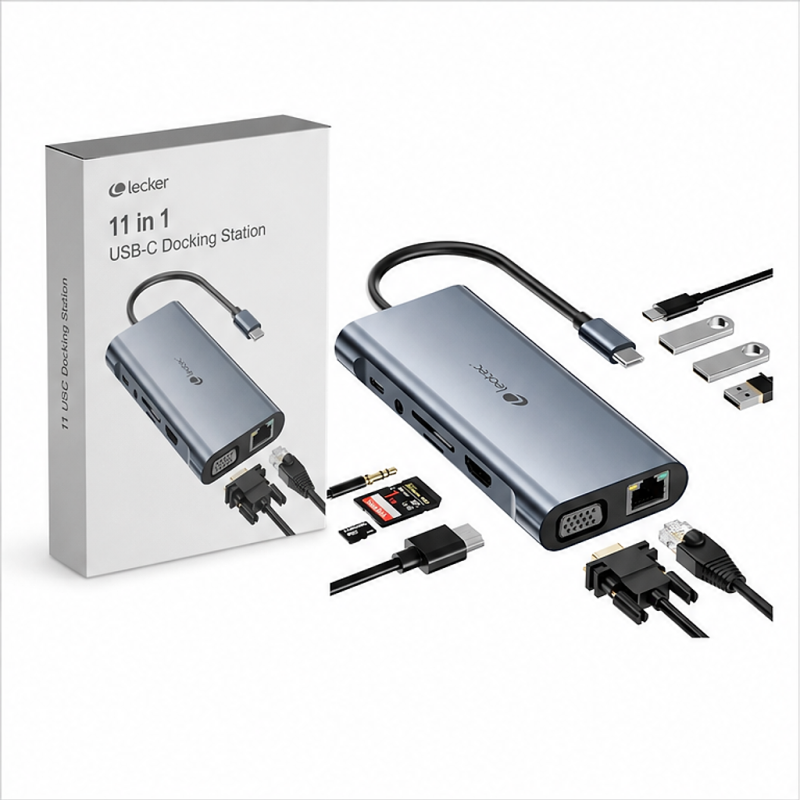 Leotec Docking Station 11-en-1 USB-C Gris