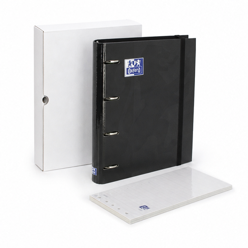 Oxford Compatible Europeanbinder Classic A4+ noir à anneaux avec recharge quadrillée