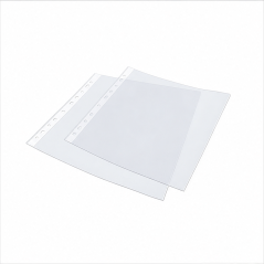 Elba Pack of 100 Multi-Punched PP Sleeves 90 Micron Folio Orange Texture Transparent