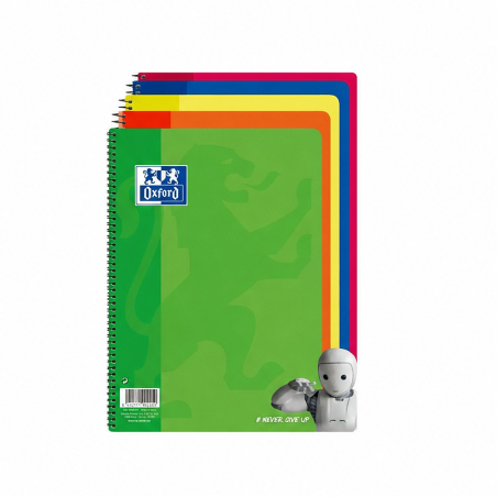 Cahiers spirale Oxford Folio quadrillé 4x4 mm, 80 feuilles – pack 4+1