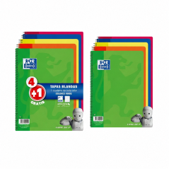 Cahiers spirale Oxford Folio quadrillé 4x4 mm, 80 feuilles – pack 4+1
