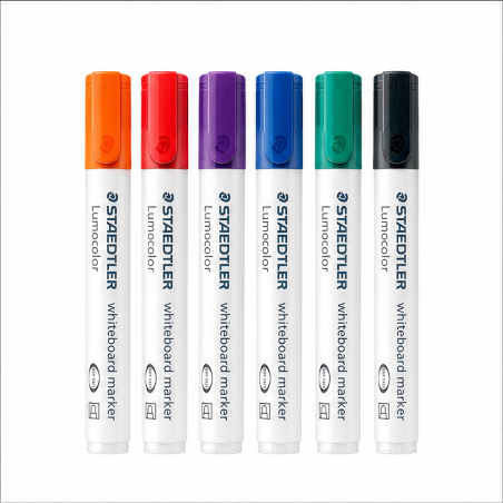 Staedtler Lumocolor 351 whiteboard markers – pack of 6 assorted colours