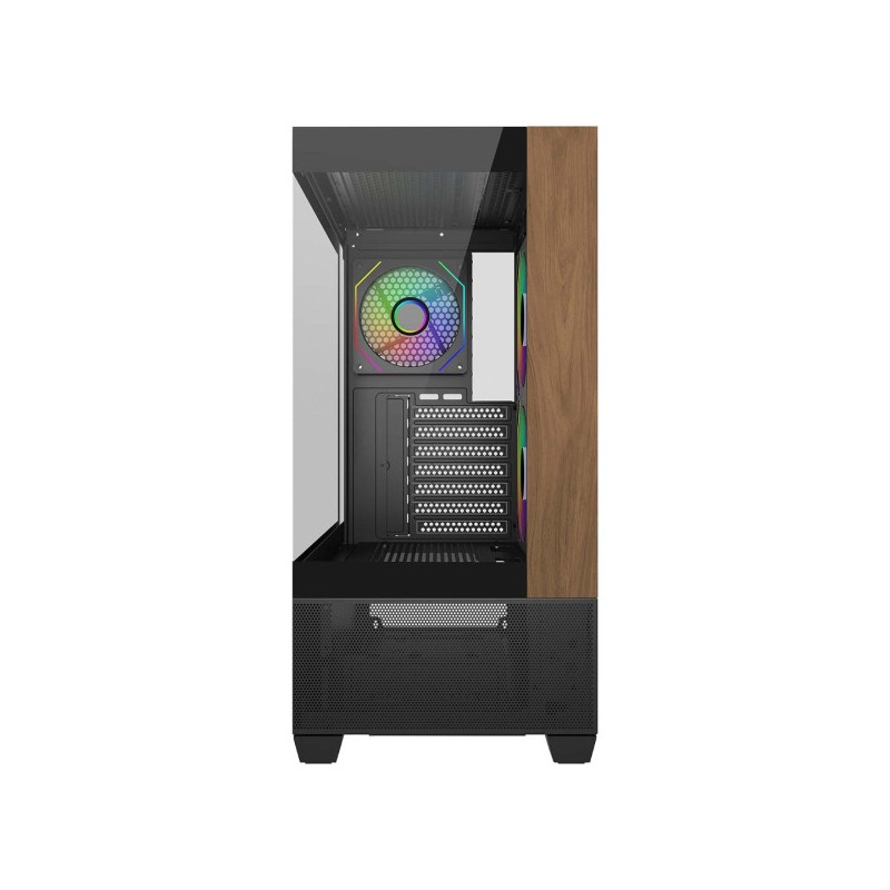 Boîtier PC Cooler Master Elite 690 Wood ATX panoramique 3 ventilateurs ARGB