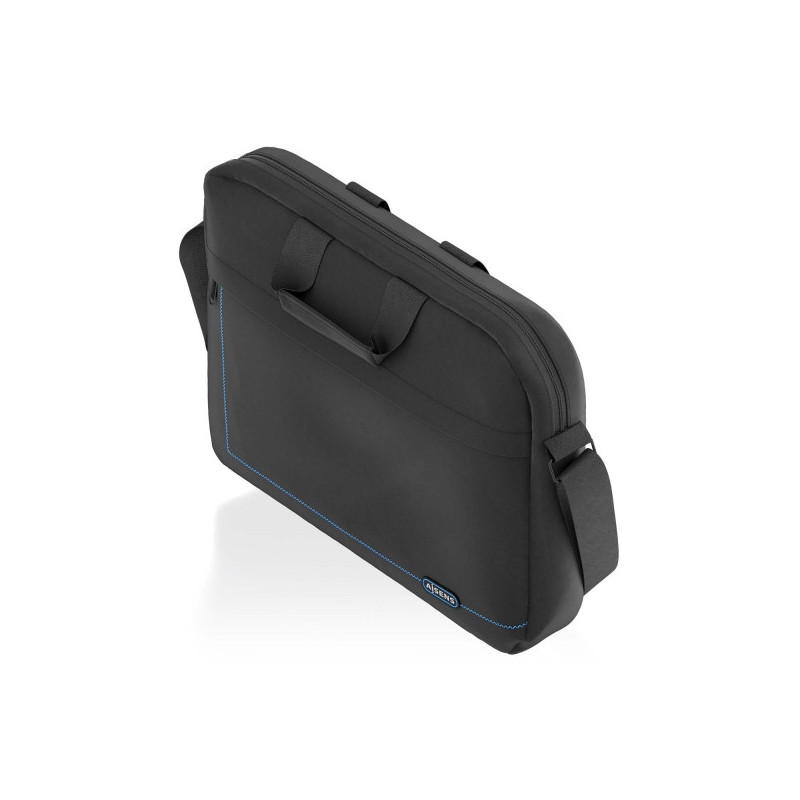Sacoche ordinateur portable Aisens 15,6" noire, liseré bleu sur la poche