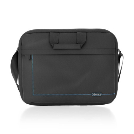 Sacoche ordinateur portable Aisens 15,6" noire, liseré bleu sur la poche