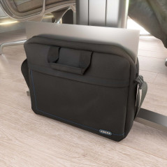 Aisens 15.6" laptop bag, black with blue pocket trim