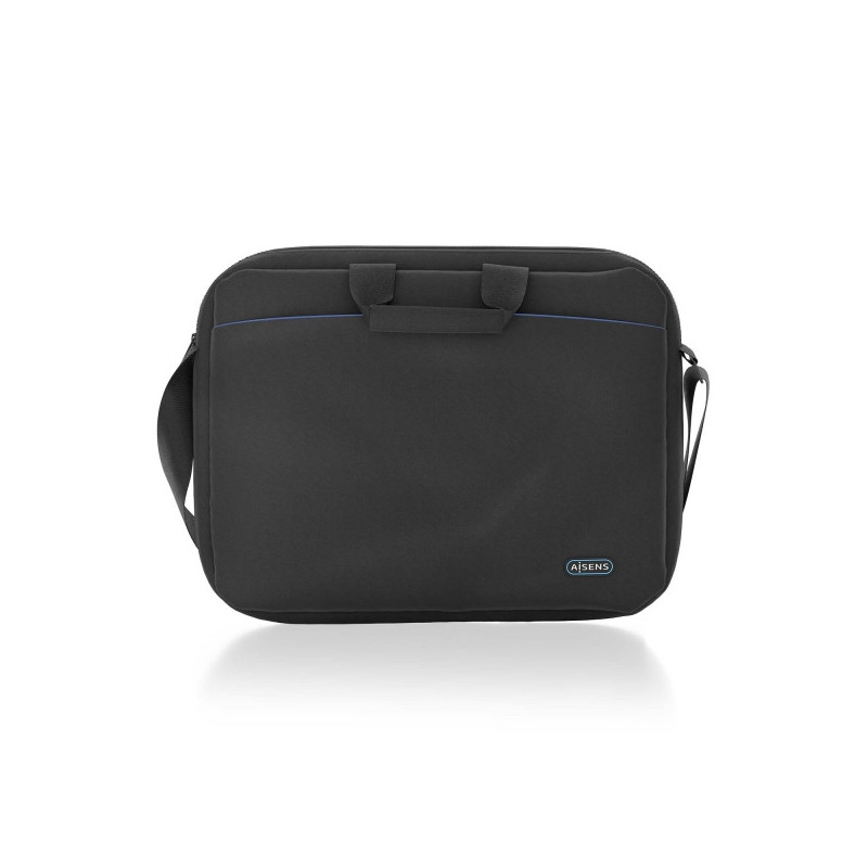 Aisens 15.6" laptop bag, black with blue top trim