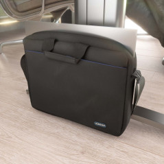 Aisens 15.6" laptop bag, black with blue top trim