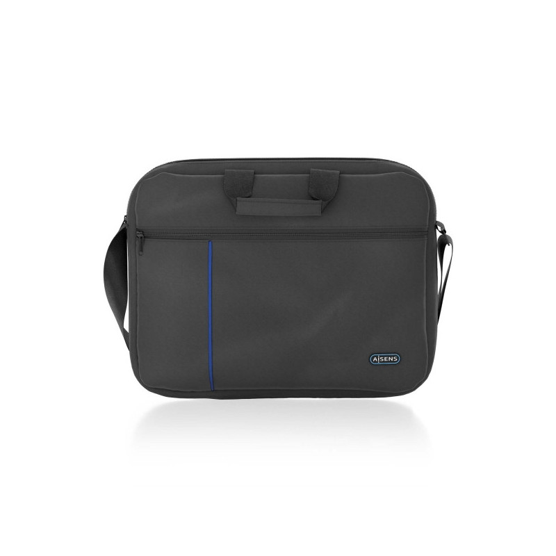 Aisens 15.6" laptop bag, black with blue vertical trim