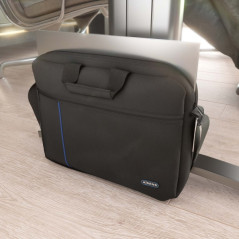 Aisens 15.6" laptop bag, black with blue vertical trim