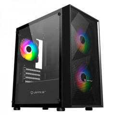 Boîtier PC Unykach MIR B200 Micro-ATX verre trempé, ventilateurs ARGB