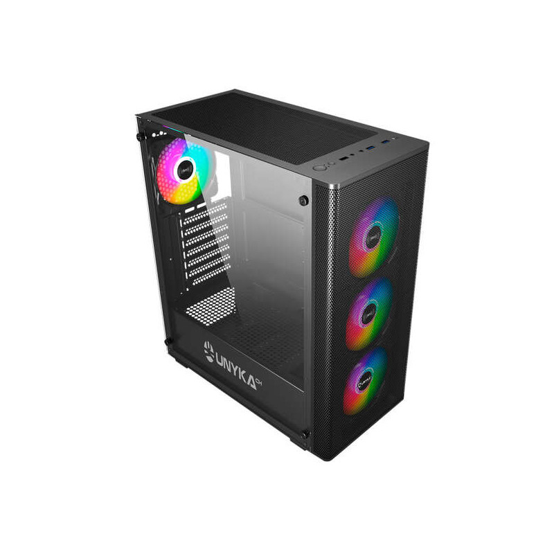 Boîtier PC Unykach MIR 100 ATX verre trempé, 4 ventilateurs ARGB