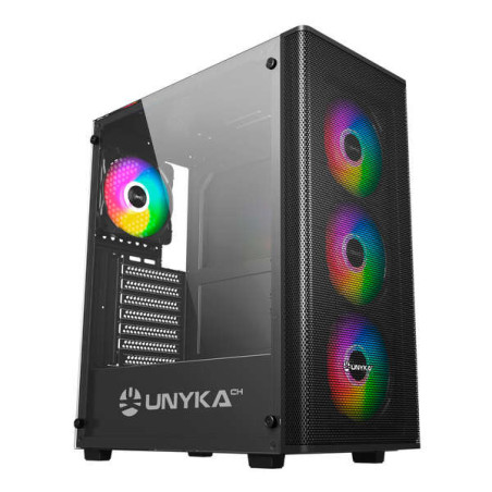 Boîtier PC Unykach MIR 100 ATX verre trempé, 4 ventilateurs ARGB