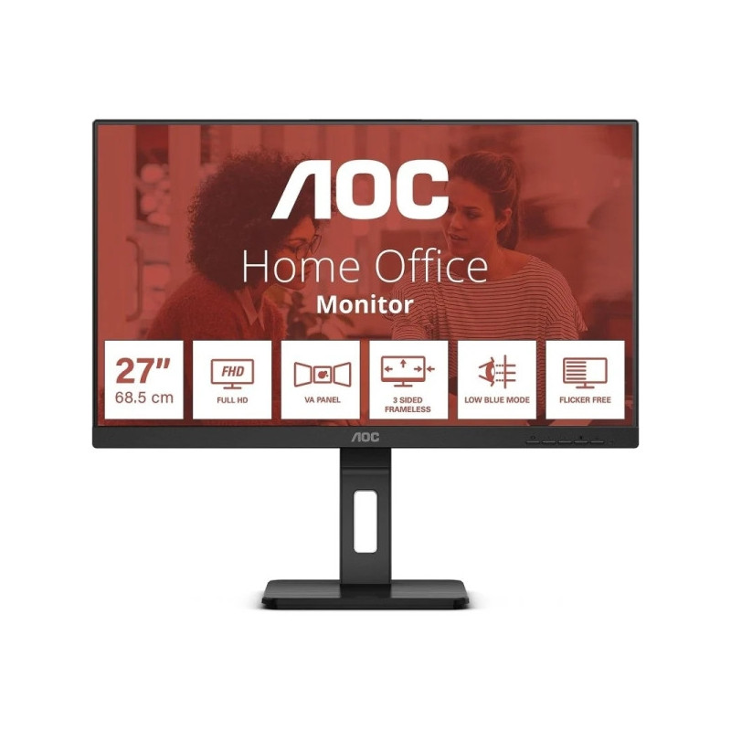 Écran AOC 27E3QAF 27" IPS Full HD 75 Hz, pied réglable en hauteur, USB, haut-parleurs