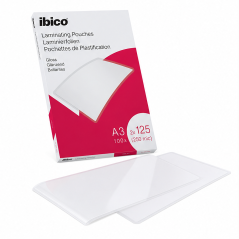 Ibico Gloss A3 125 Micron Laminating Pouches, 100 Pack
