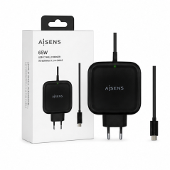 Chargeur Aisens 65W USB-C noir, câble 1,2 m