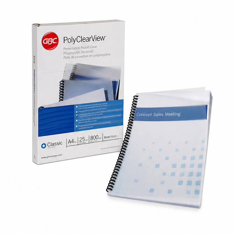 GBC PolyClearView A4 800 Micron Binding Covers