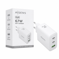 Chargeur GaN Aisens 67 W 2x USB-C 1x USB-A