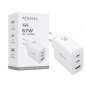 Aisens 67W GaN Charger 2x USB-C and 1x USB-A, White
