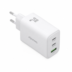 Chargeur GaN Aisens 67 W 2x USB-C et 1x USB-A, blanc