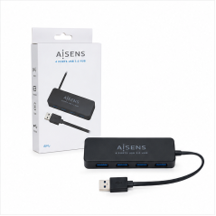 Aisens USB 3.0 hub 4 ports 30 cm black