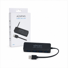 Aisens hub USB 3.0 4 ports 30 cm noir