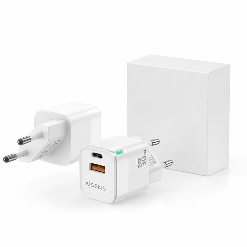 Aisens 30W GaN Wall Charger USB-C and USB-A White
