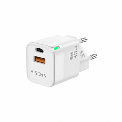Aisens 30W GaN USB-C USB-A Wall Charger White