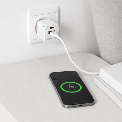 Aisens chargeur GaN 30W USB-C/USB-A blanc